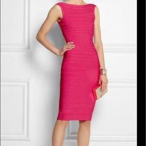 NWT Herve Leger Ardell Bandage Dress Rose Red XS